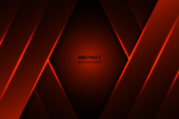 Sticker - Geometric red shapes, shimmering stripes and lines on a dark gradient. Modern abstract graphic design background.