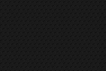 Sticker - Carbon fiber black hexagon texture. Metal grid black steel background. Dark carbon texture.