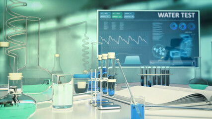 Wall Mural - cg medicine 3d illustration, laboratory fresh water sample test