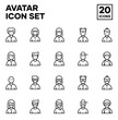 © Adam - Set of Avatar icon with outline style, including male, female, girl. Also by using a mask. Vector icon with pixel perfect
