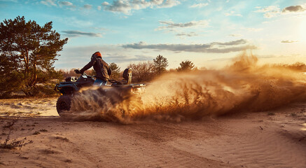 Wall Mural - Cross-country quad bike race, extreme sports