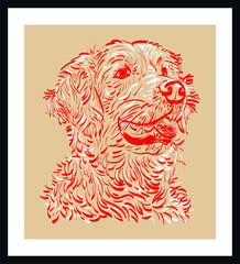 Dog sketch drawing. Vector poster. Living room poster, wall decoration poster 