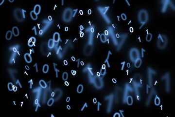 Wall Mural - Abstract blue cyberspace wallpaper. Html or binary code and computer technology concept.