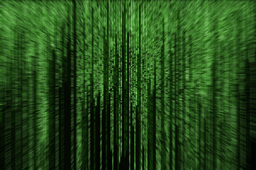 Abstract green digital cyberspace background. Html or binary code and computer programming technology concept.