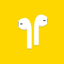 Wireless Headphones On Yellow Background.