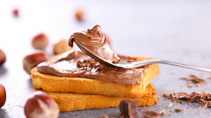 bread toasted with chocolate spread