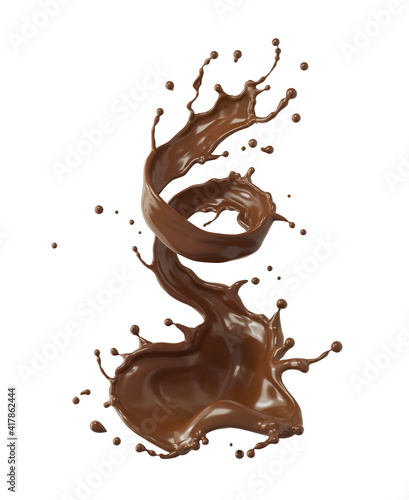chocolate splash in shape of spiral and twist © Anusorn