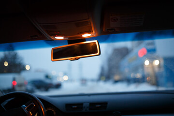 Wall Mural - Rearview mirror in the car.