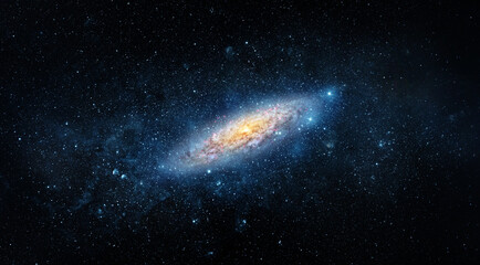 Wall Mural - a view from space to a spiral galaxy and stars. universe filled with stars, nebula and galaxy,. elem