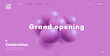 grand opening web banner with bunch of round purple air balloons on purple background, modern style landing page design
