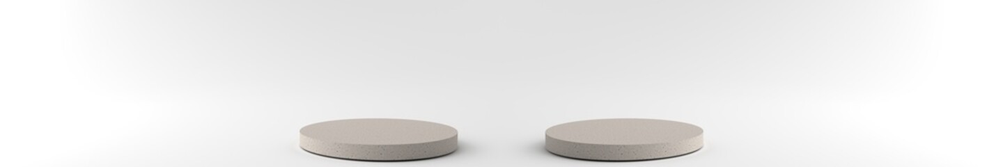 Wall Mural - 3d rendering of round marble pedestal, podium for display product on the white floor. pedestal can b