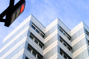 aluminum  panels in old building after facade restoration