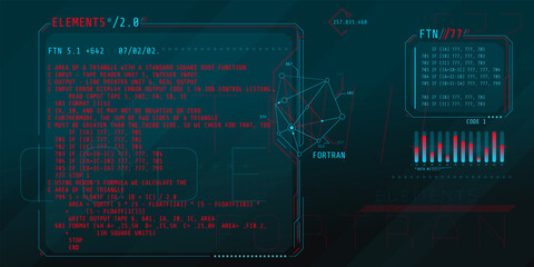 HUD interface elements with part of the code Fortran.