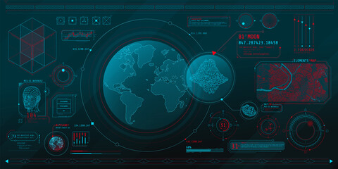 Wall Mural - a set of thin elements on the topic of planetary search.