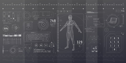Wall Mural - a set of thin elements on the topic of data scanning.