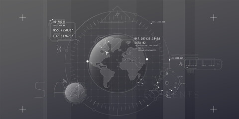 Wall Mural - design of a futuristic software interface for tracking an object on the planet.