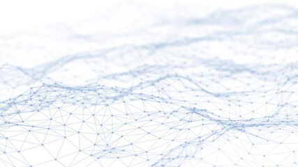 Dynamic wave with many dots. Abstract motion background of dots. Technology or science. 3d rendering Seamless loop. 4K