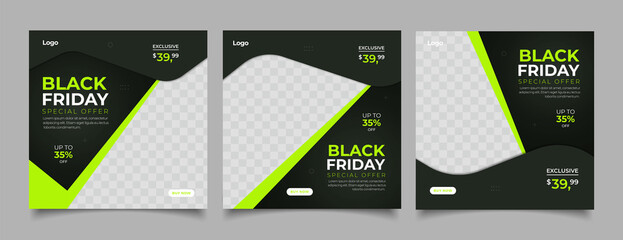 Canvas Print - black friday sale discount social media post template.