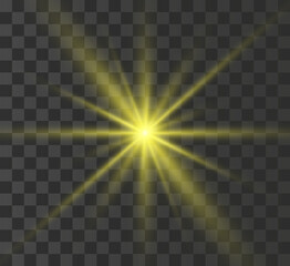 Wall Mural -  Bright flash of light, new star, bright sun for vector illustrations.