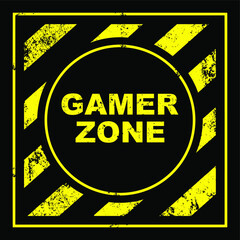 gamer zone sign on white background	