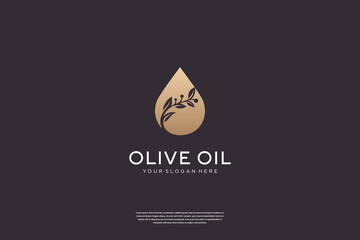 Wall Mural - Olive oil and leaf tree logo design with negative space style