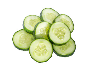 Wall Mural - Cucumber on white. Fresh cucumber slices.