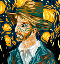 Impressionist Portrait Of Bearded Redhead Man