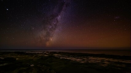 a rising milky way galaxy and aurora