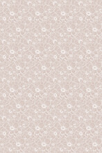 Beautiful Delicate Pattern Of Tiny White Painted Flowers On Beige Color