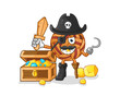 takraw ball pirate with treasure mascot. cartoon vector