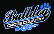 bulldog cross country team design in script with tail for school, college or league