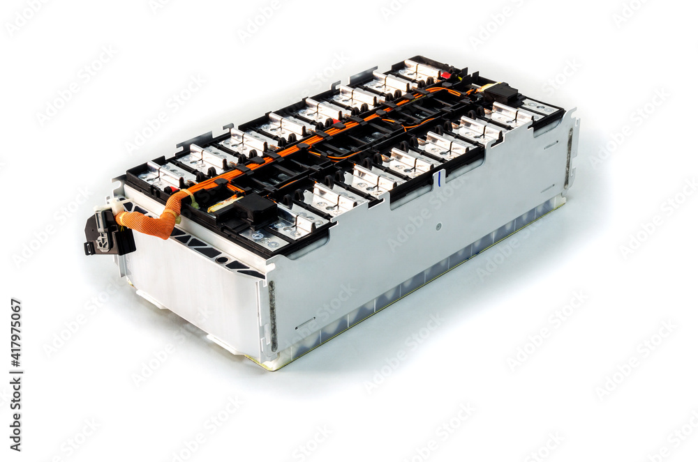 Selective focus of Electric car lithium battery pack and wiring ...