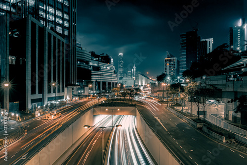 Hong Kong night view and the traffic © joeycheung