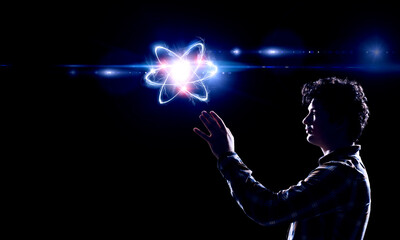Wall Mural - atom molecule model . mixed media