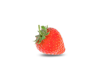 Red strawberry isolated on white background with clipping path. Fresh organic fruit.