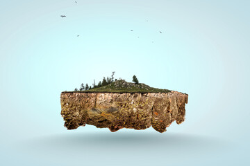 Wall Mural - Landscape with mountain on top of cake