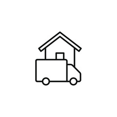 Sticker - Home delivery truck icon concept isolated on white background. Vector illustration