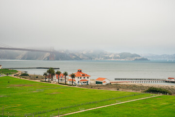 Wall Mural - The Golden Gate Bridge in San Francisco bay and Crissy Field