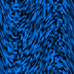 Canvas Print - pixel pattern background of vector blue wave seamless square mosaic