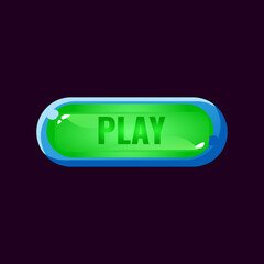 Wall Mural - game ui rounded jelly play button with casual blue border for gui asset elements vector illustration