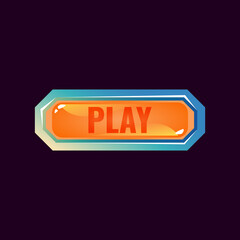Wall Mural - game ui jelly play button with polygon glossy blue border for gui asset elements vector illustration
