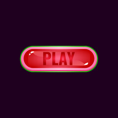Wall Mural - game ui rounded jelly play button with casual border for gui asset elements vector illustration