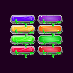 Wall Mural - set of game ui rounded stone leaves diamond and jelly colorful button for gui asset elements vector 