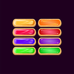 Wall Mural - set of game ui rounded wooden diamond and jelly colorful button for gui asset elements vector illust