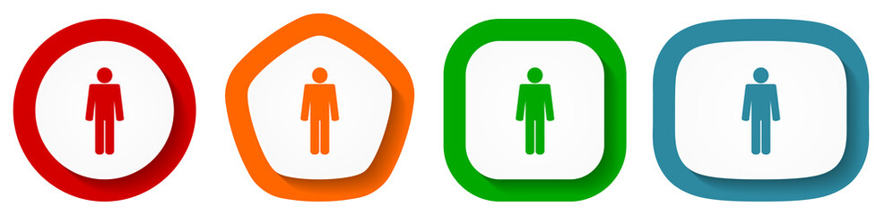 Aufkleber - Male, gender vector icon set, flat design buttons on white background for webdesign and mobile phone applications
