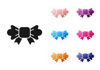 Sticker - Black Bow tie icon isolated on white background. Set icons colorful. Vector.