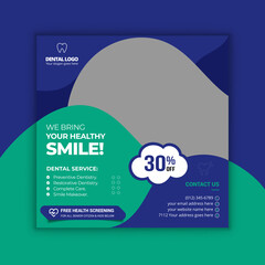 Wall Mural - Dental care medical social media post template