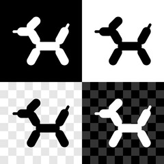 Poster - Set Balloon dog icon isolated on black and white, transparent background. Vector.