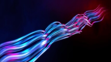 Wall Mural - Abstract background 3D animation shiny fiber futuristic connection structure transform in space. Great for technological, scientific, sci-fi, etc.