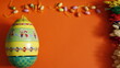 Wielkanoc ozdoby świąteczne na tle pomarańczowym wyrazistym